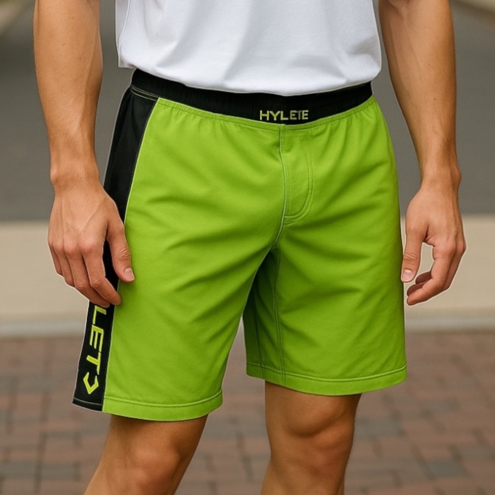 HYLETE | Athletic Performance Neon‎ Green Spellout Logo Size Large Summer Casual